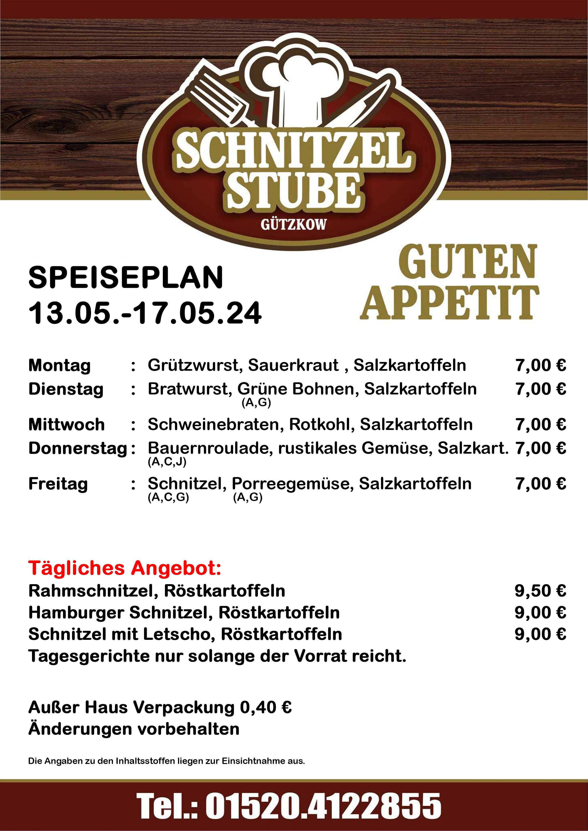 Speiseplan KW20 13.05