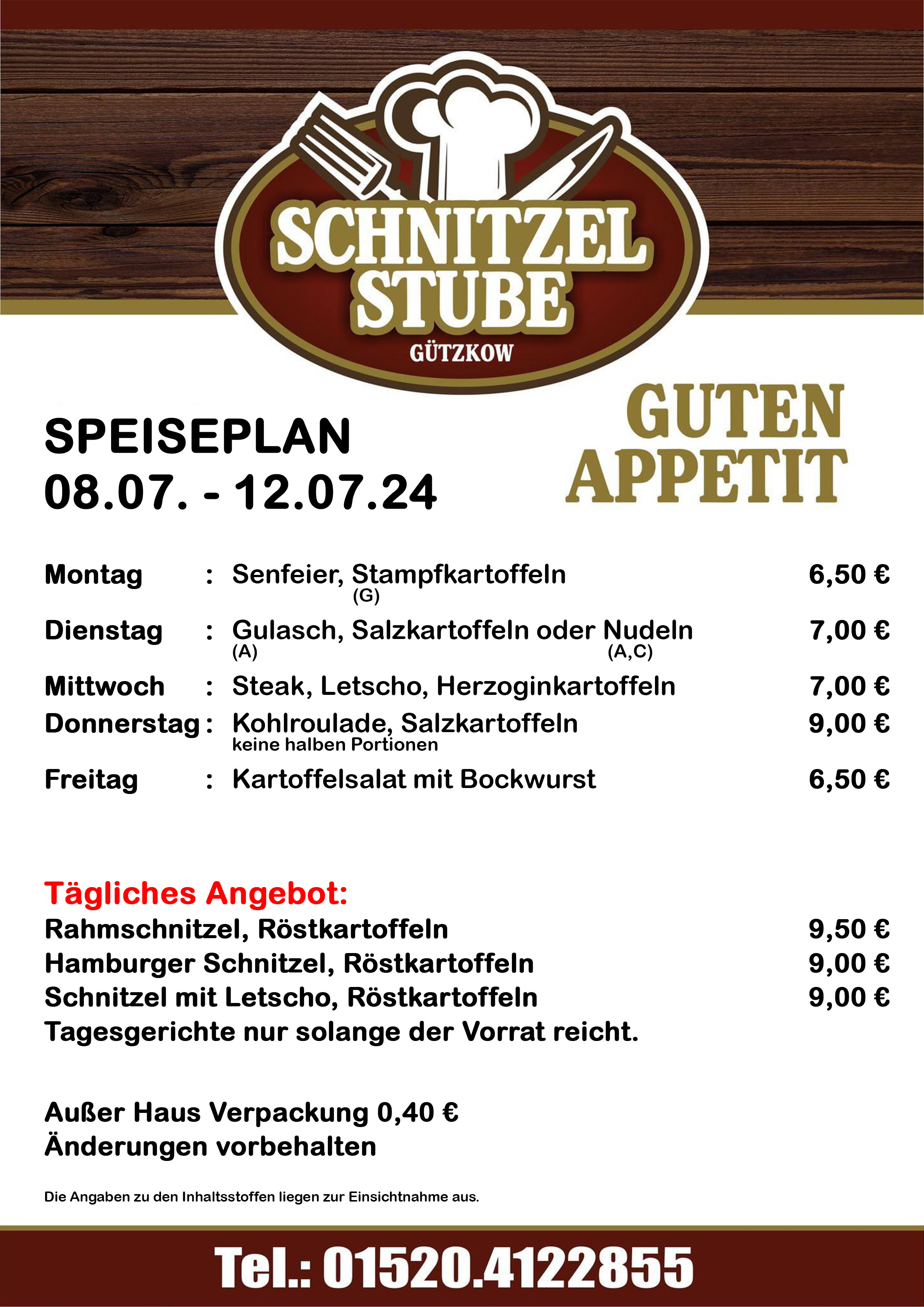 Speiseplan KW28 08.07