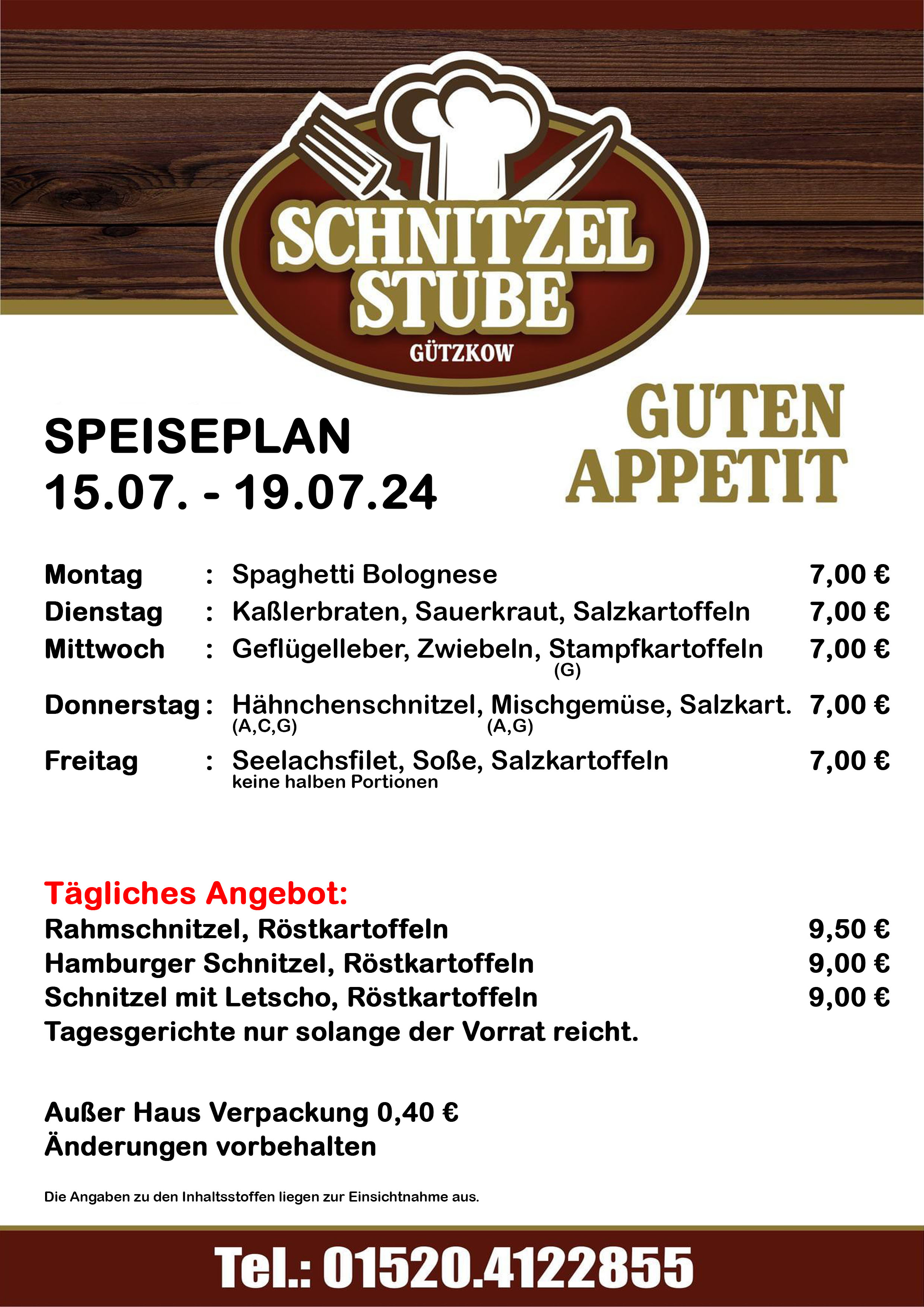 Speiseplan KW29 15.07