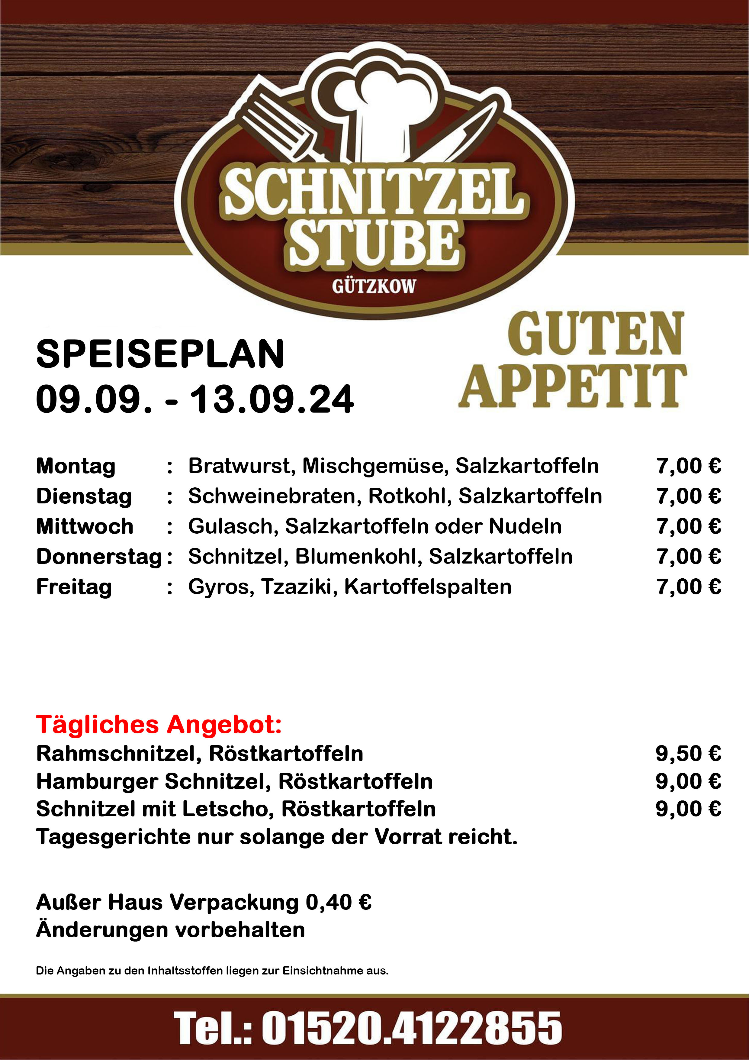 Speiseplan KW37 09.09