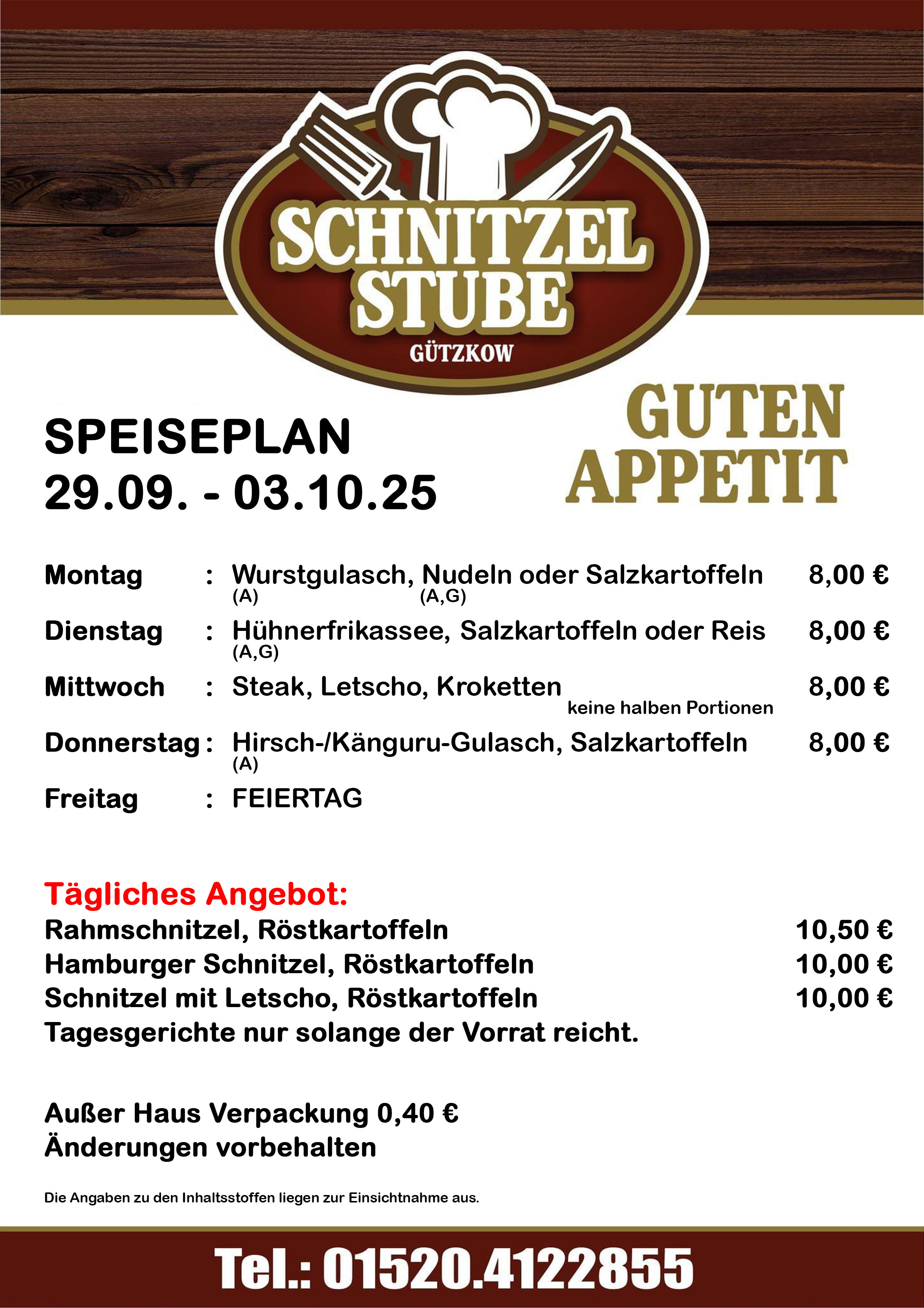 Speiseplan KW40 29.09