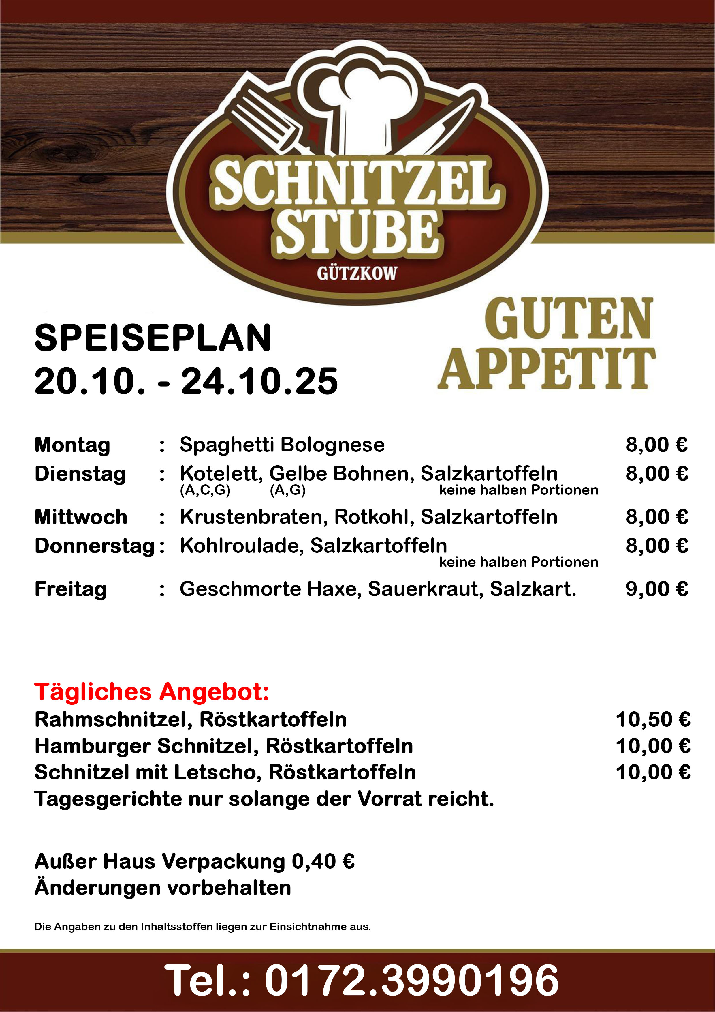 Speiseplan KW43 20.10